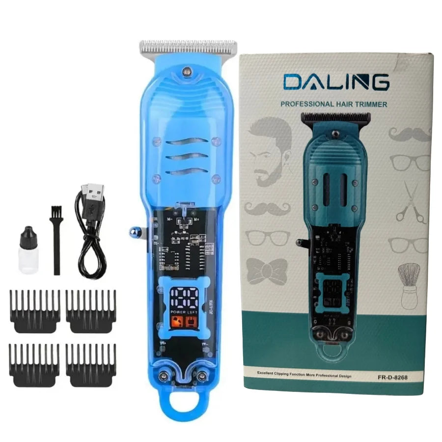 Transparent LCD Electric Hair Trimmer | USB Rechargeable | Professional Grooming