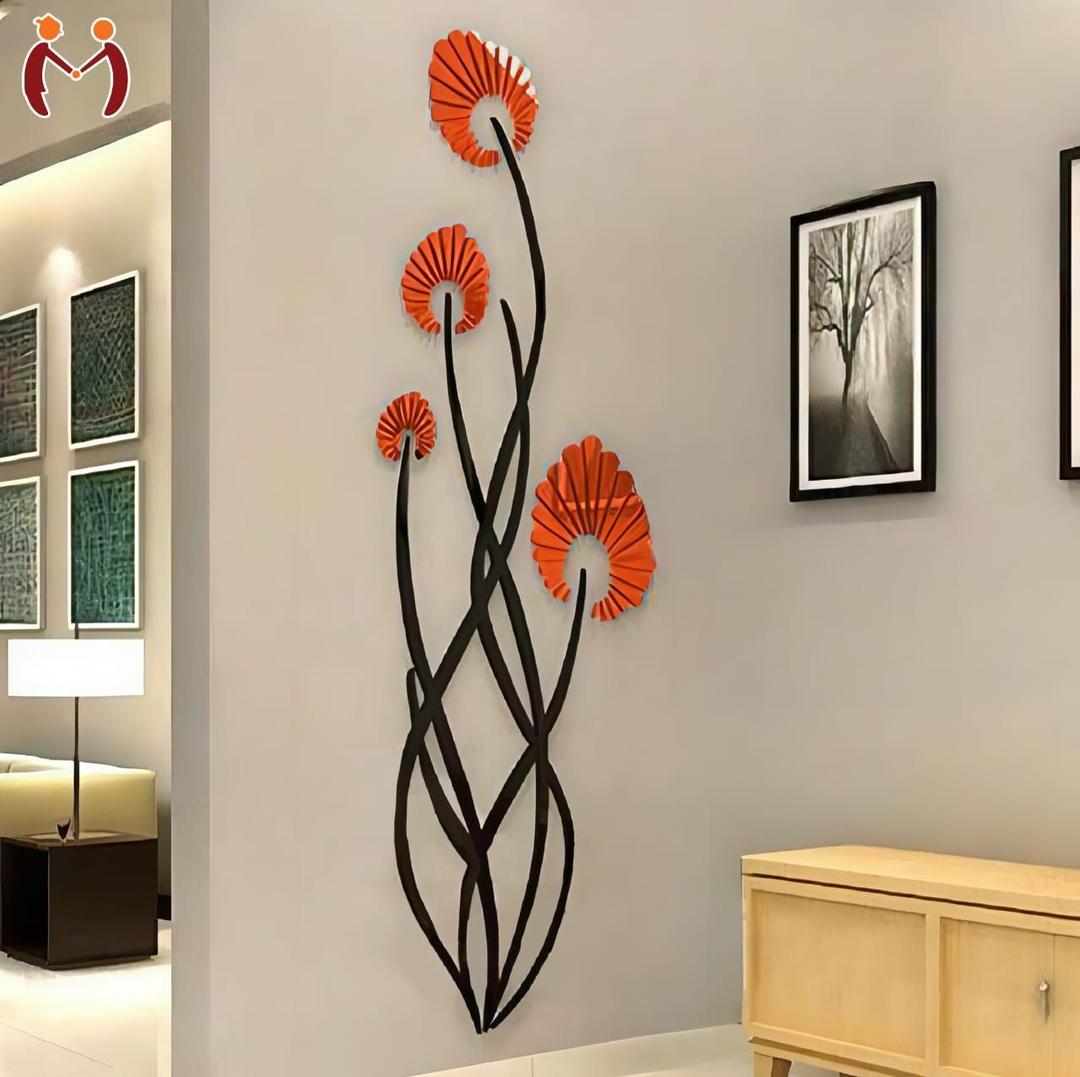 Orange Flowers Calligraphy wall Art