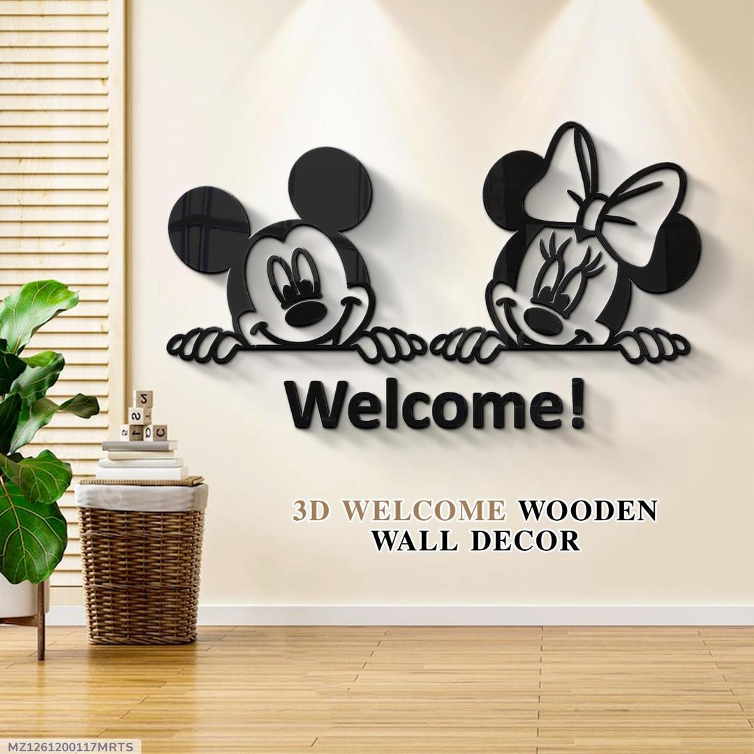 Mickey Minnie Mouse Calligraphy Wall Art