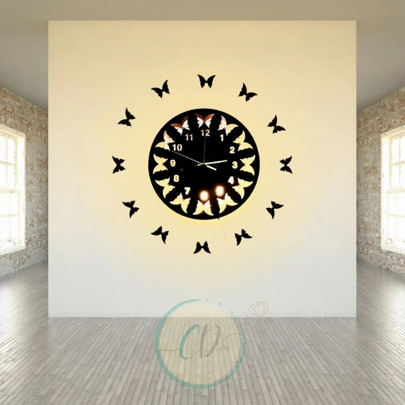 Artistic Butterfly Pattern 3D Wall Clock