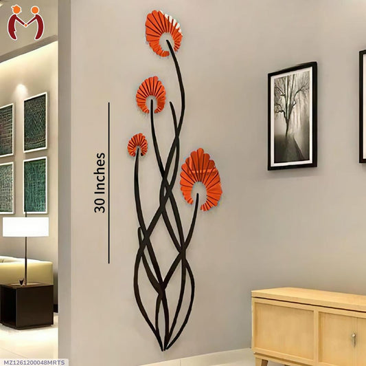 Orange Flowers Calligraphy wall Art