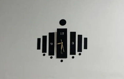 3D Wooden Wall Clock Black Modern Design