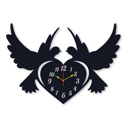 Black Pigeon Heart Wall Clock for Home Office