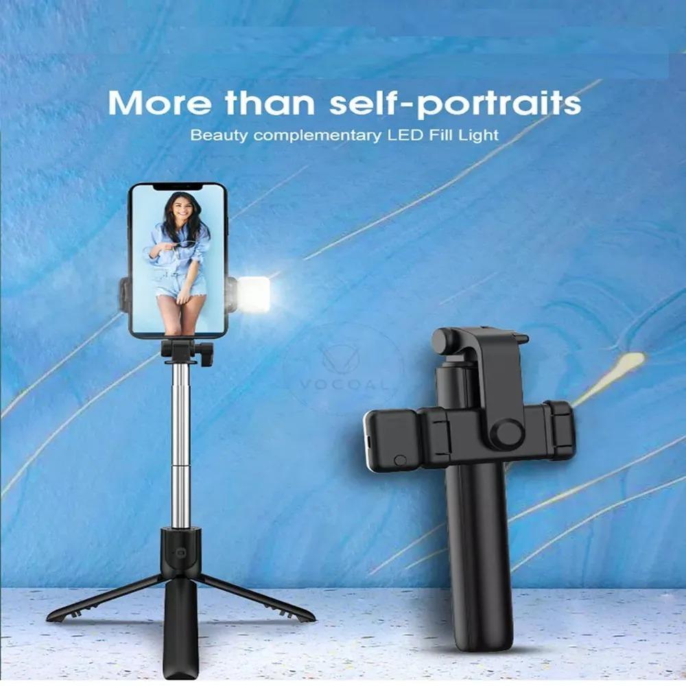 Foldable Selfie Stick with LED Light & Bluetooth