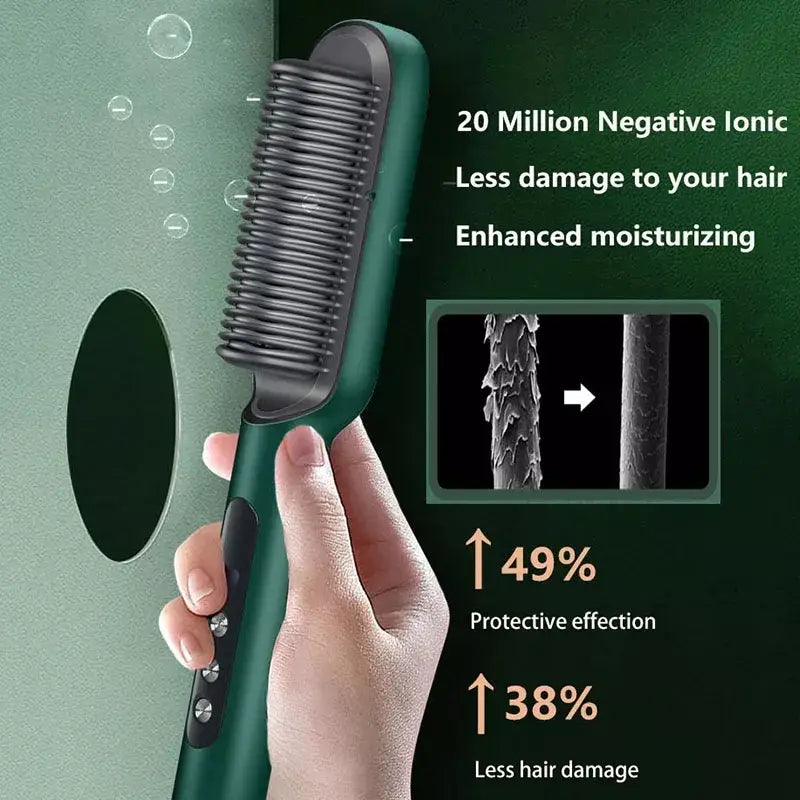 Hair Straightener Brush, Hair Straightening Comb, Electric Hair Straightener, 2 in 1 Hair Straightener brush