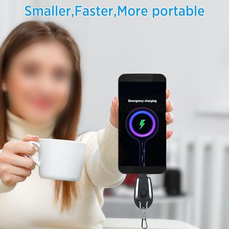 1500mAh Mini Keychain Power Bank | Type-C Charger Pakistan