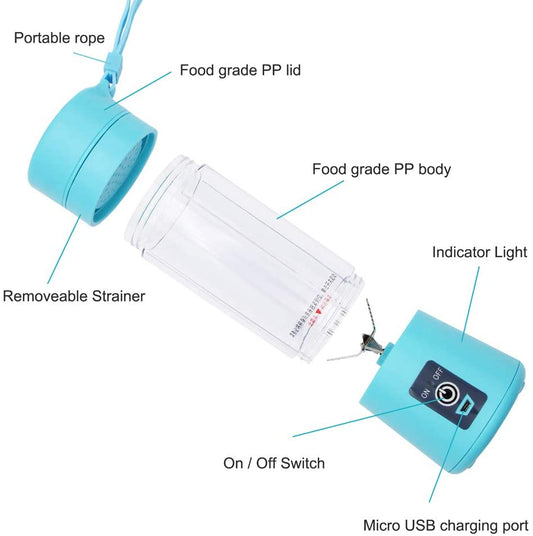 Portable USB Juicer Blender | 6-Blade Rechargeable Mixer