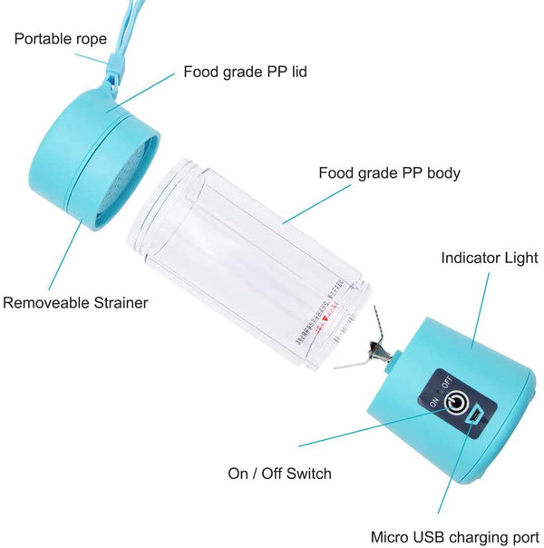 Portable USB Juicer Blender | 6-Blade Rechargeable Mixer