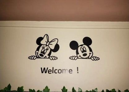 3D Mickey Minnie Mouse Wooden Wall Art Black Welcome Decor