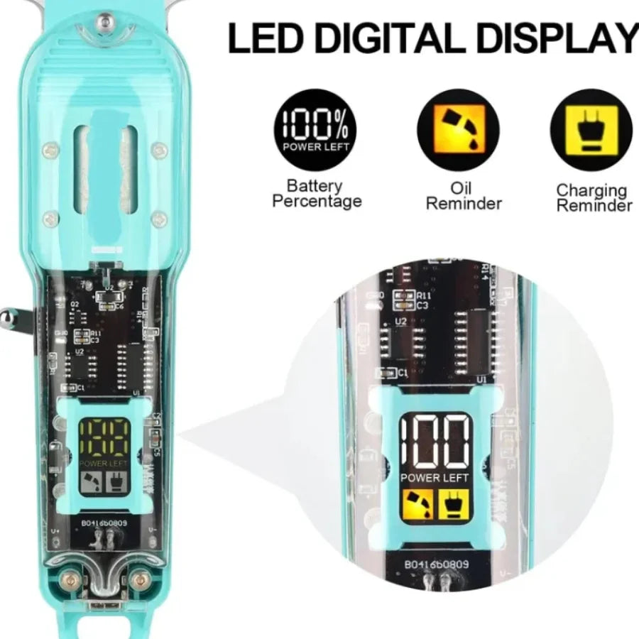 Transparent LCD Electric Hair Trimmer | USB Rechargeable | Professional Grooming