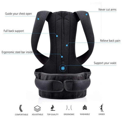 Black Mesh Posture Corrector Belt for Men Women