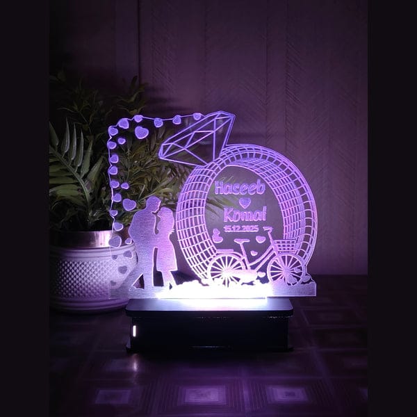 Happy Wedding Heart 3D Lamp Customizable