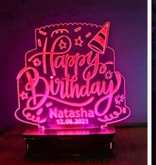 Custom Happy Birthday Beautiful Name Style 3D Lamp