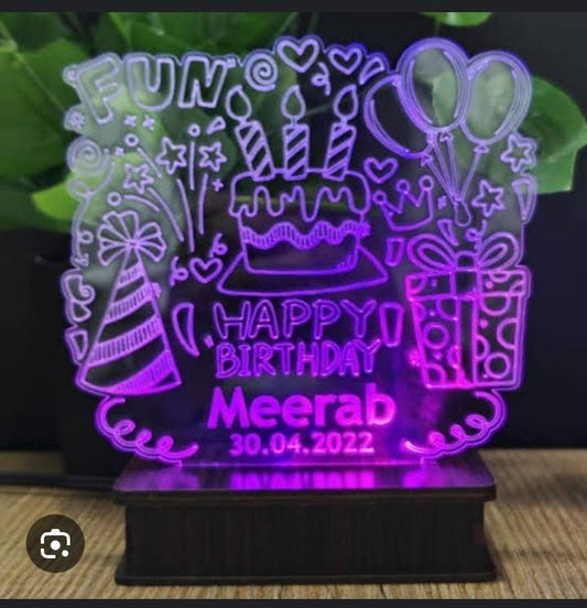 Custom Happy Birthday Beautiful Style 3D Lamp