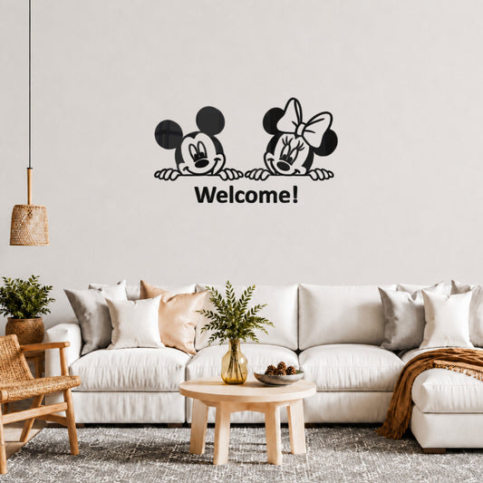 Mickey Minnie Mouse Calligraphy Wall Art