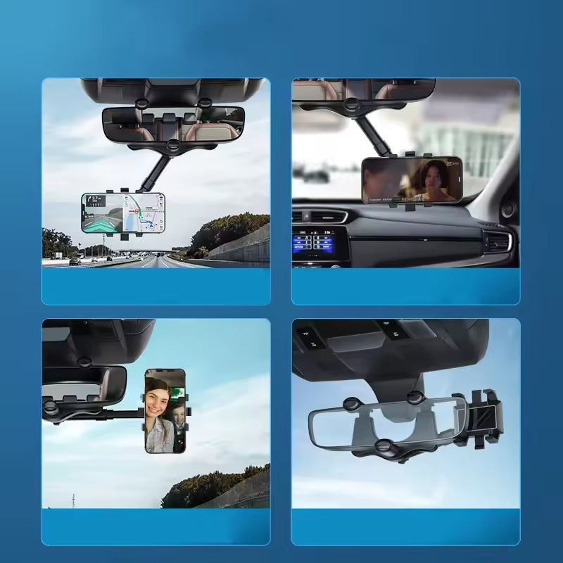 360° Rearview Mirror Phone Holder | Car Mobile Stand