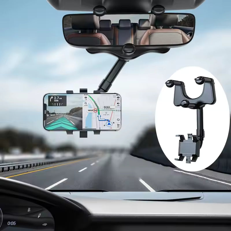 360° Rearview Mirror Phone Holder | Car Mobile Stand