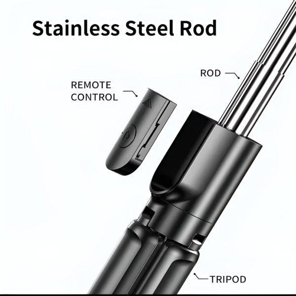4-in-1 Tripod Selfie Stick Black ABS Plastic