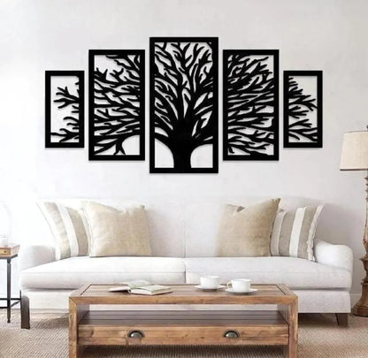 Black Tree Wall Art Set for Living Room Modern Decor