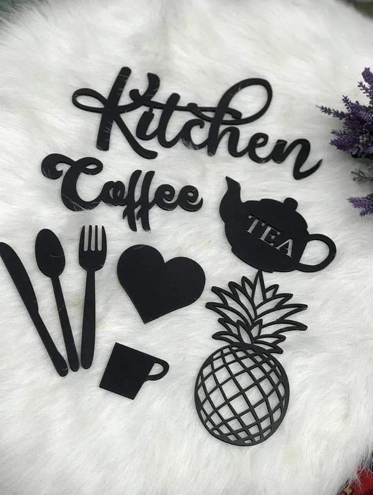 Modern Wooden Wall Art Set for Kitchen Decor