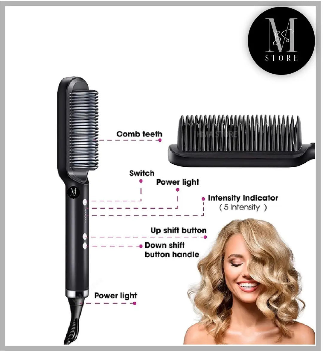 Hair Straightener Brush, Hair Straightening Comb, Electric Hair Straightener, 2 in 1 Hair Straightener brush