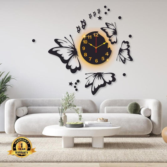 Butterfly Wooden Wall Clock