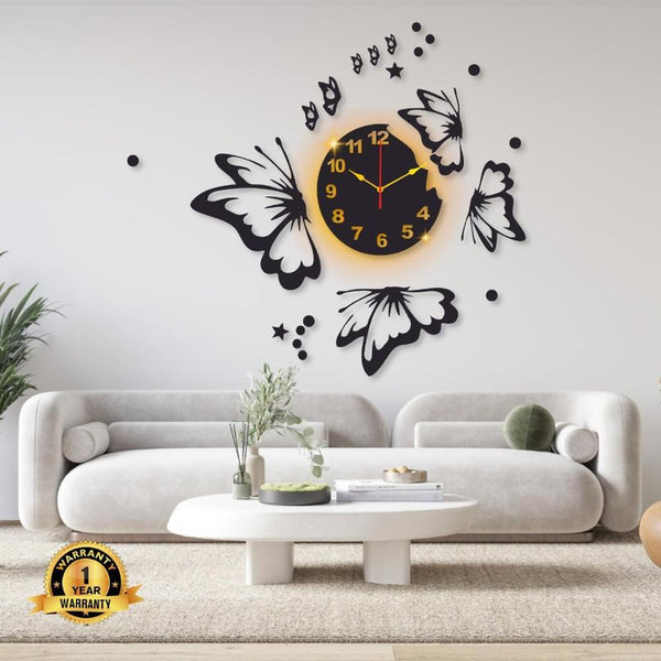 Butterfly Wooden Wall Clock