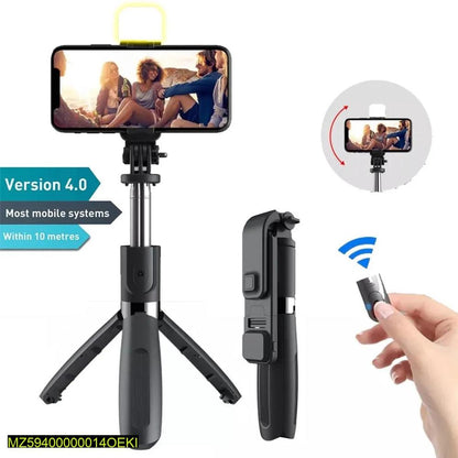 Foldable Selfie Stick with LED Light & Bluetooth
