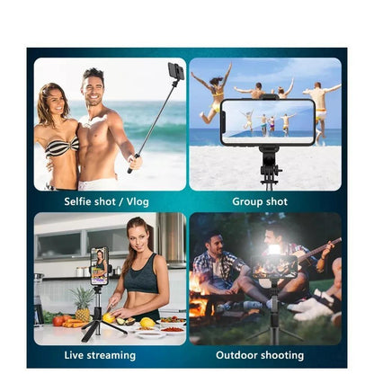 Foldable Selfie Stick with LED Light & Bluetooth