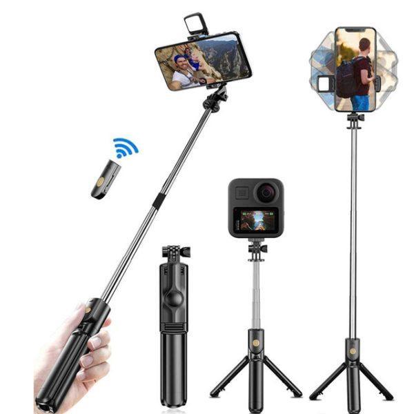 4-in-1 Tripod Selfie Stick Black ABS Plastic