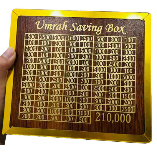 280-Day Umrah Saving Box | Wooden Hajj & Umrah Savings Box