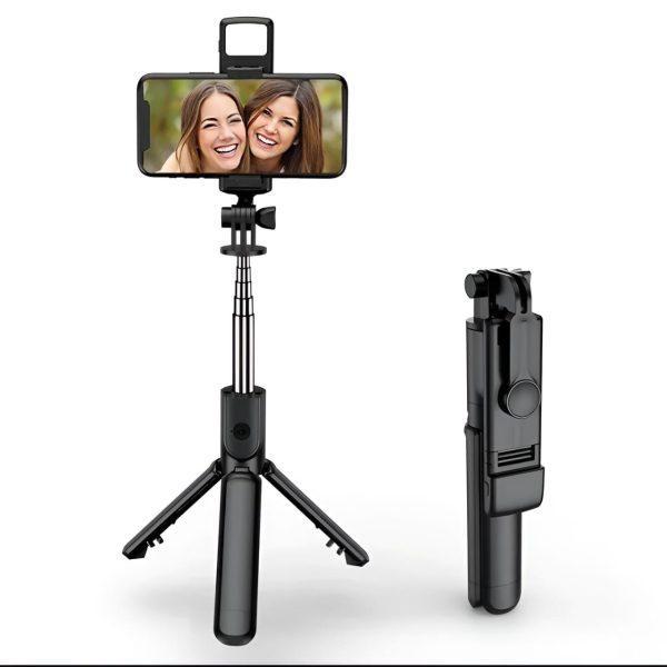 4-in-1 Tripod Selfie Stick Black ABS Plastic