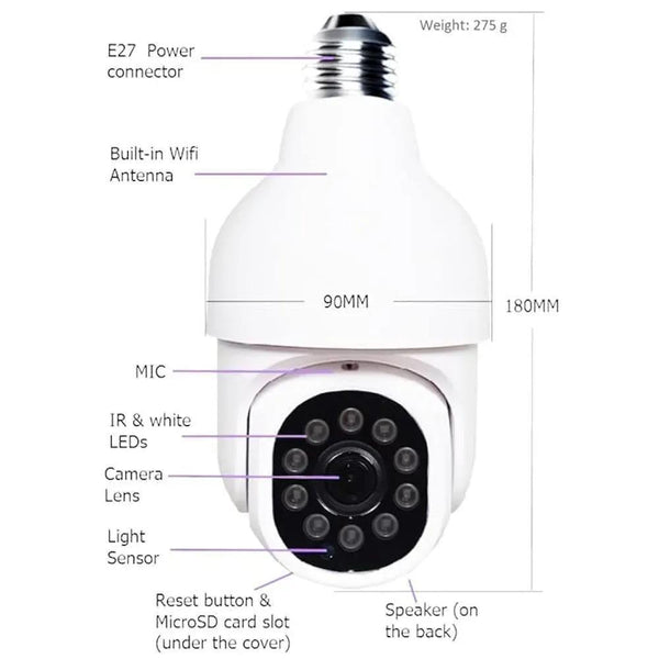360 View Security Camera 1080P WiFi | Bulb Camera Pakistan