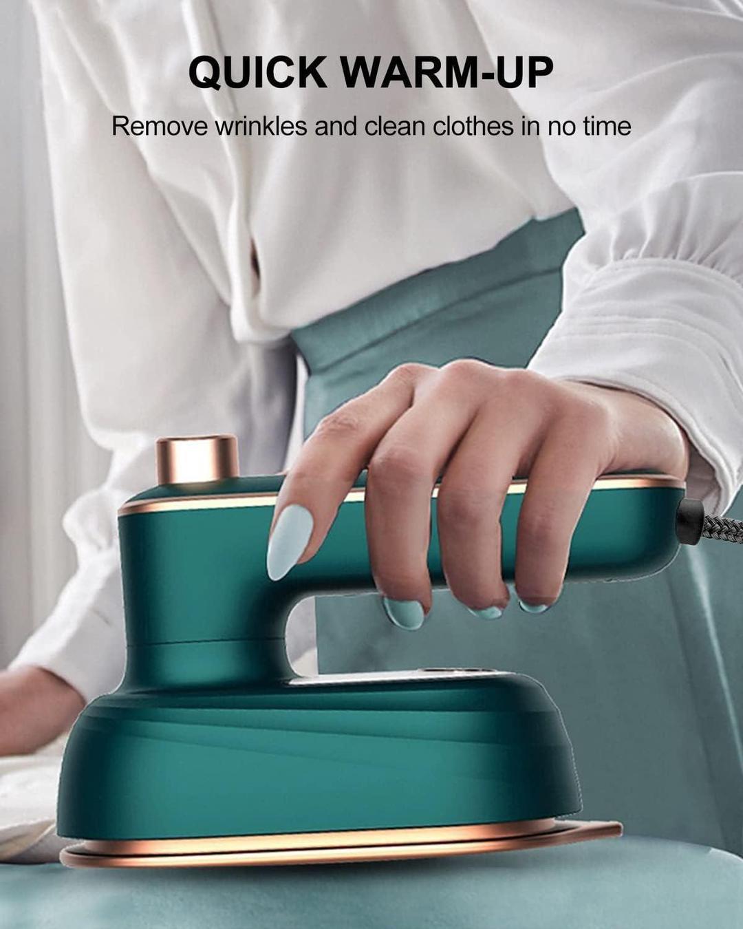 Green Steam Iron with Pointed Tip for Wrinkle-Free Clothes