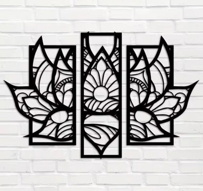Laser Cut Lotus Wall Art Set for Home Decor