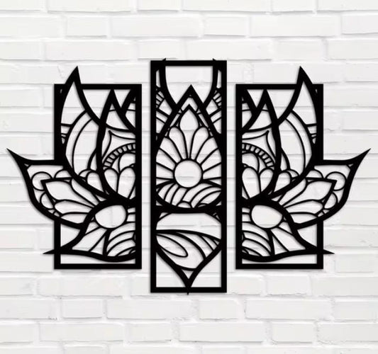Laser Cut Lotus Wall Art Set for Home Decor