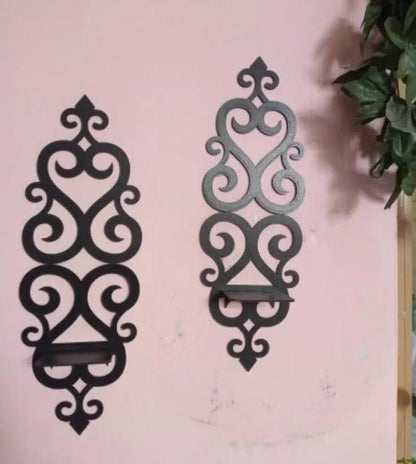 Modern Black Wall Shelves Set of 2 Decorative Wall Art 14"