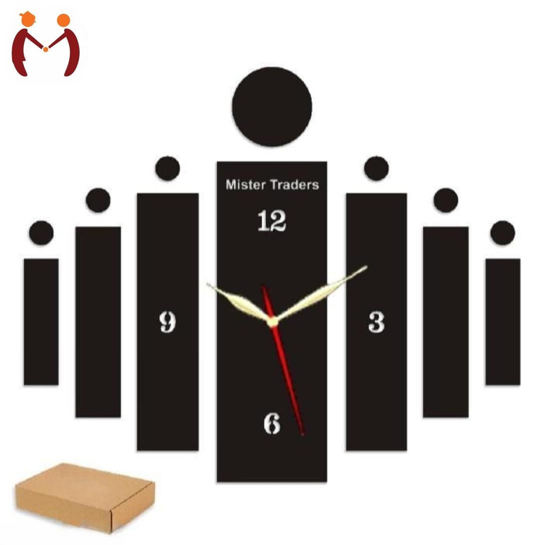 3D Wooden Wall Clock Black Modern Design