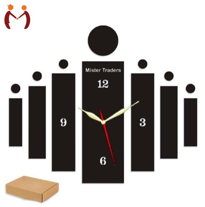 3D Wooden Wall Clock Black Modern Design
