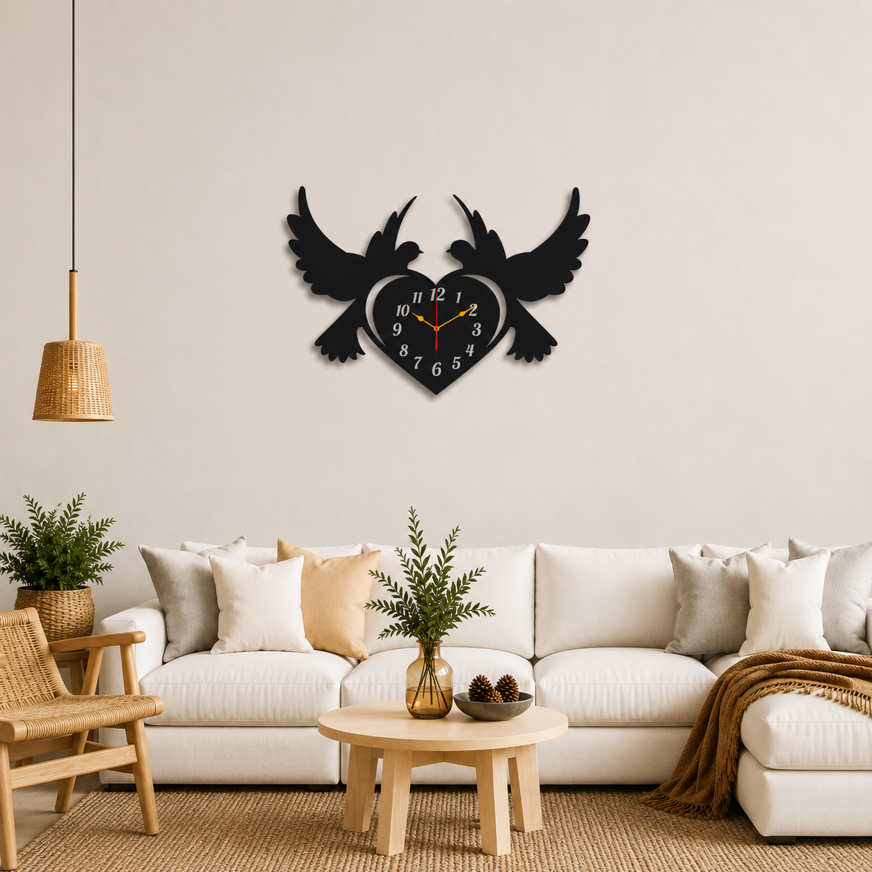 Pigeon Heart Wooden Wall Clock