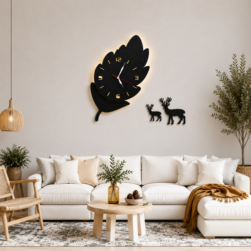 Leaf Wooden Wall Clock