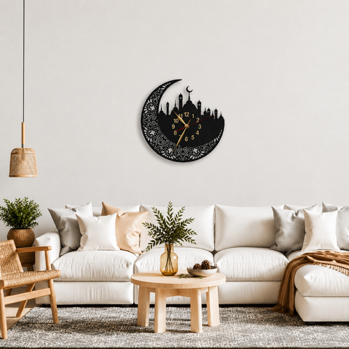 Crescent & Quranic Verse Beautiful Wall Clock