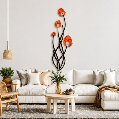 Orange Flowers Calligraphy wall Art