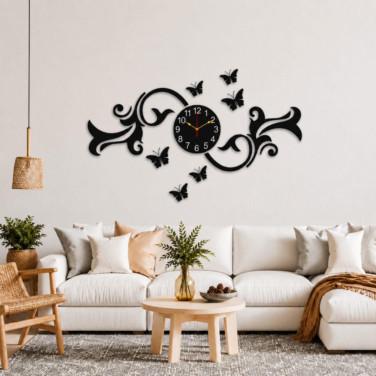 Black Butterfly Wooden Wall Clock