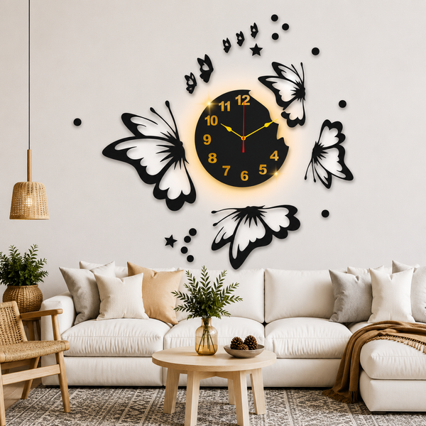 Butterfly Wooden Wall Clock