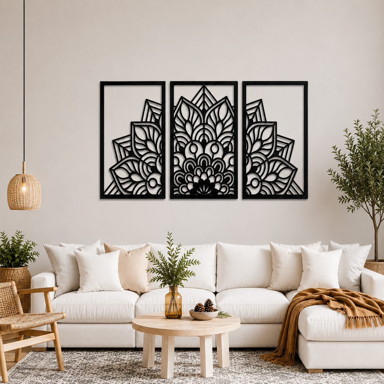 Mandala Calligraphy Wall Art 3Pcs