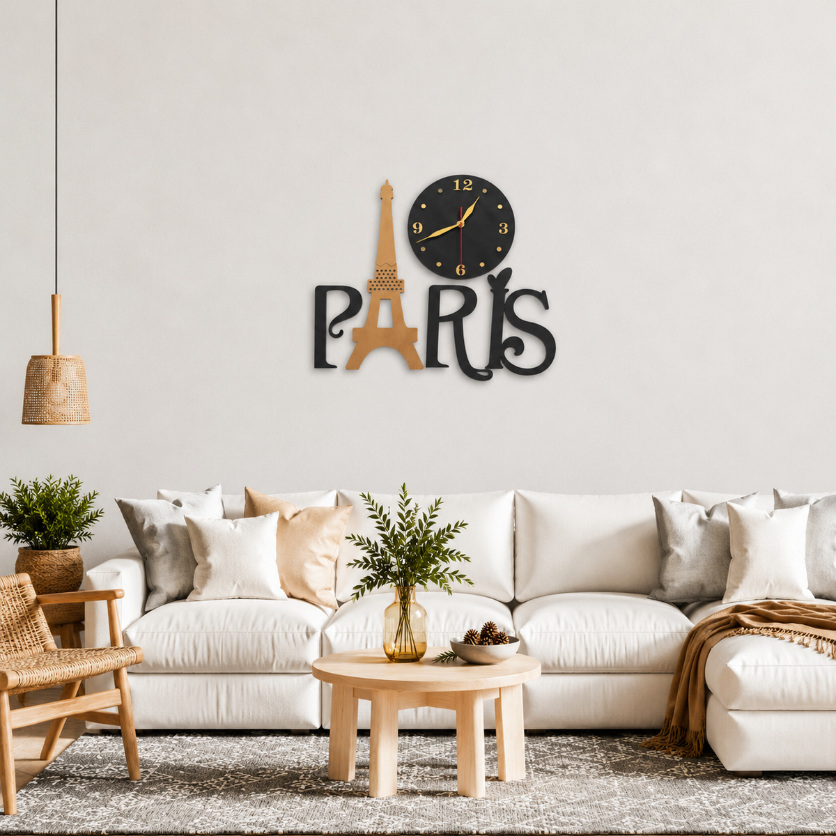Eiffel Tower Wooden Wall Clock