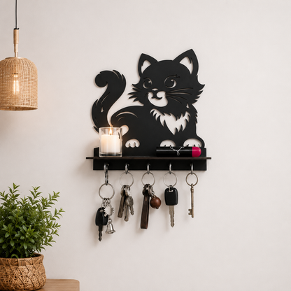 Cat Key Holder Calligraphy wall Art