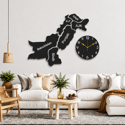 Pakistan Map Wooden Wall Clock