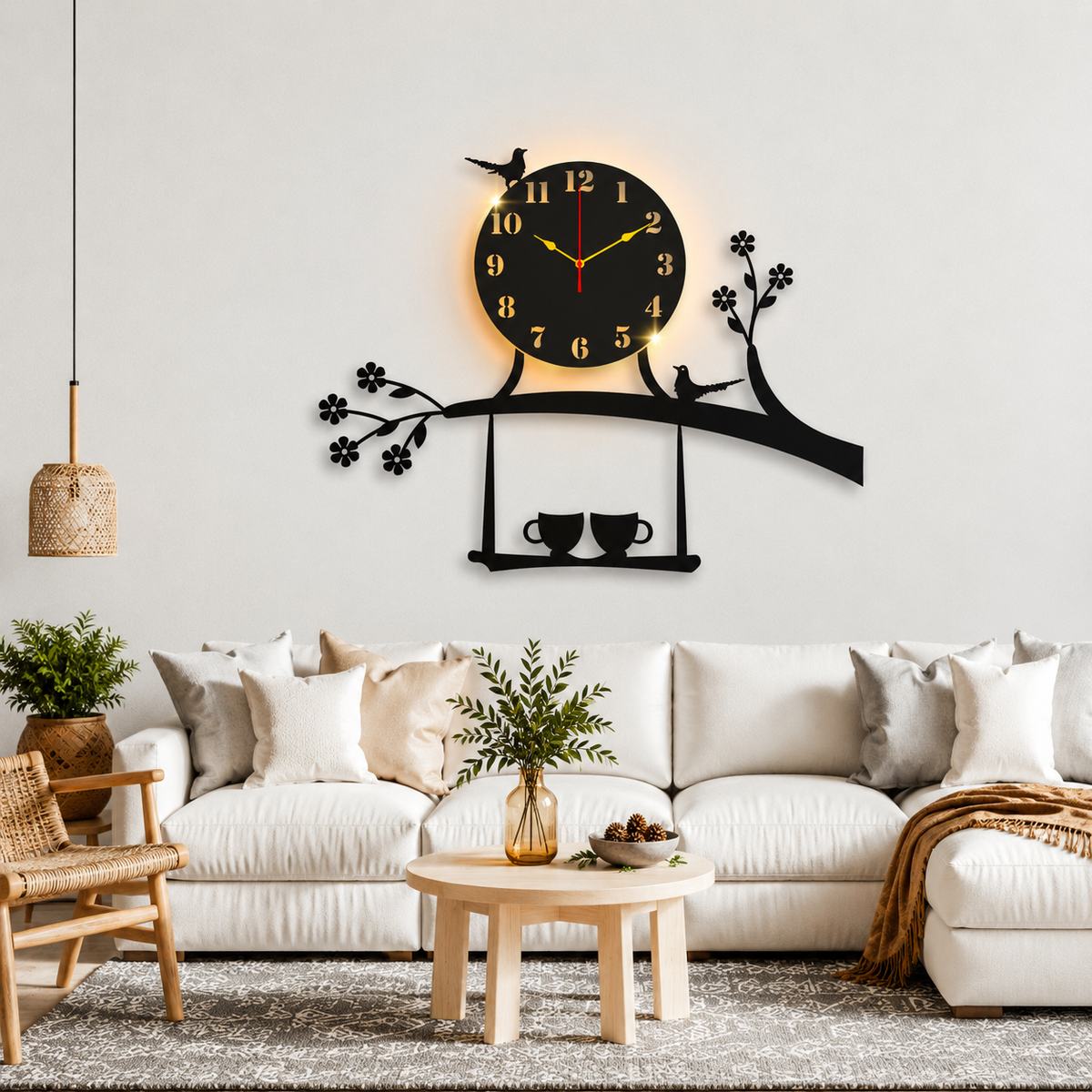 Bird Design Wooden Wall Clock